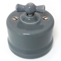 Нажмите для увеличения Выключатель двухклавишный classic "Царский Стиль", Фарфоровый, Серый